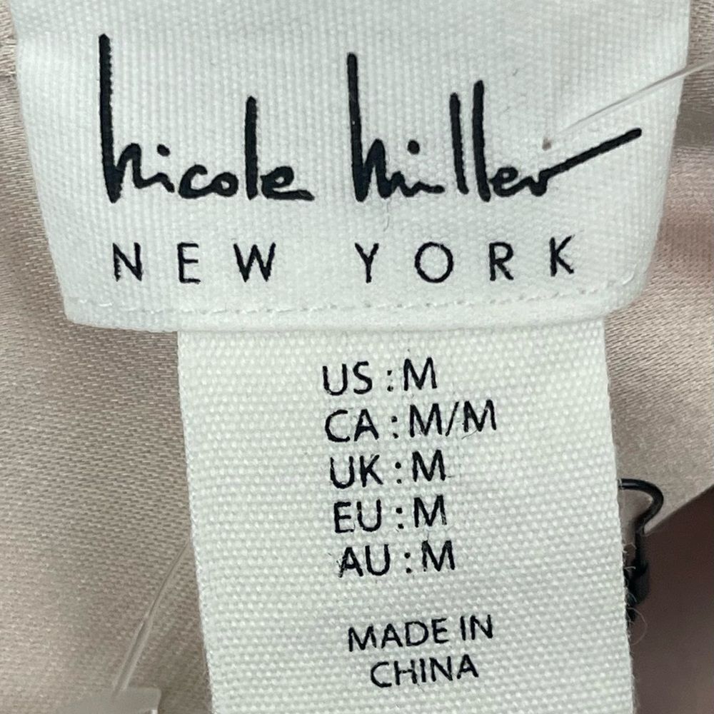 Nicole Miller Satin long sleeve Shirt with flap pockets on Chest SZ:Med Taupe - Picture 7 of 10